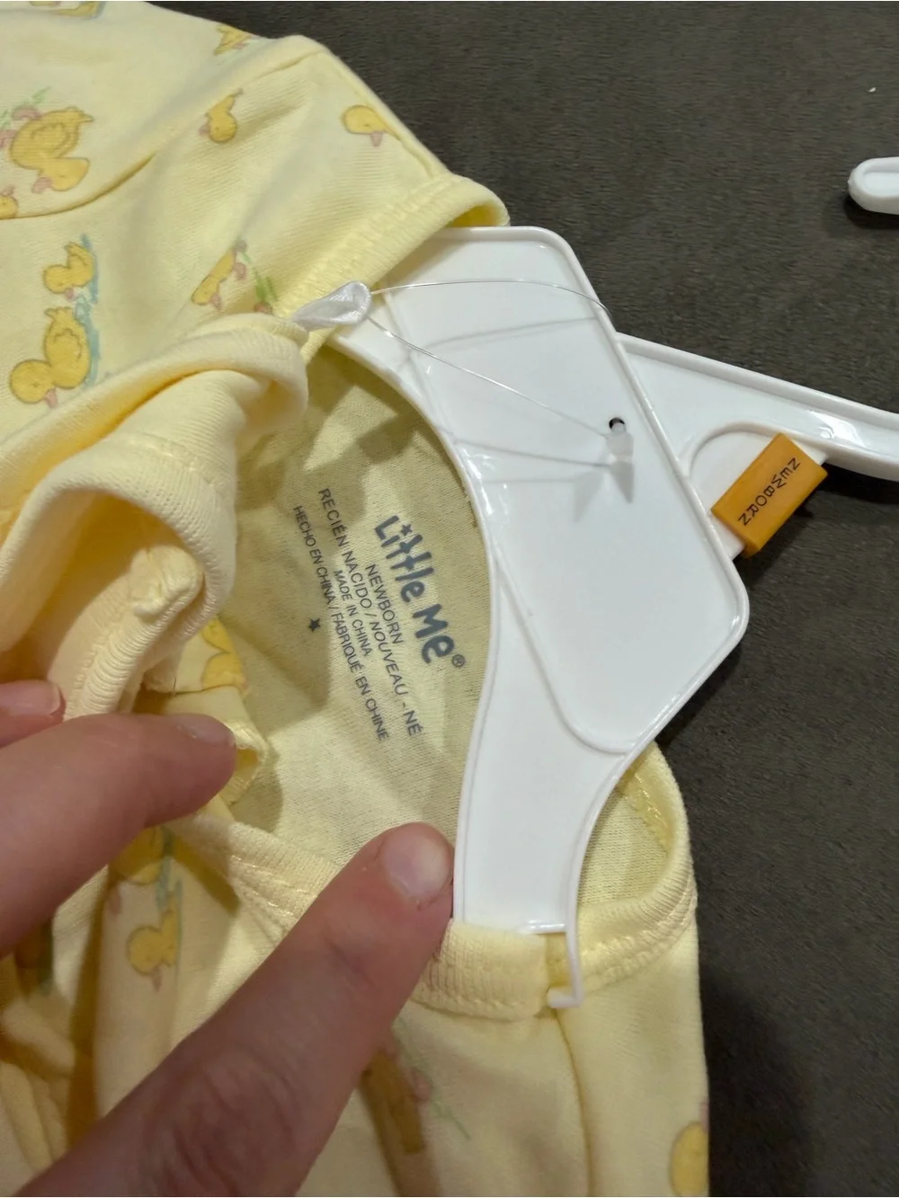 Little Me Yellow Duckling Footed Pajamas with Bib